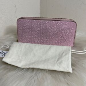 💯Authentic LOEWE PINK EMBOSSED  Long WALLET 🍀